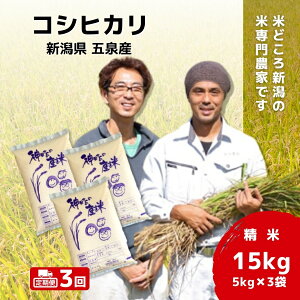 【ふるさと納税】 令和7年産 新米 米 15kg ( 5kg × 3袋 ) 五泉産 コシヒカリ 選べる回数 | 白米 精米 こしひかり お米 おこめ コメ こめ 新潟県 五泉市 わくわく農場