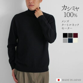 【ふるさと納税】 タートルネック セーター カシミヤ 100% メンズ 日本製 M L LL | ニット タートル 薄手 無地 シンプル 長袖 秋冬 冬 タートルネックセーター 新潟県 五泉市 高橋ニット株式会社