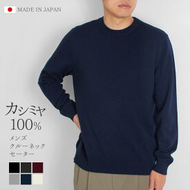 【ふるさと納税】 クルーネック セーター カシミヤ 100% メンズ 日本製 M L LL | ニット クルーネックセーター 薄手 無地 シンプル 長袖 秋冬 冬 新潟県 五泉市 高橋ニット株式会社