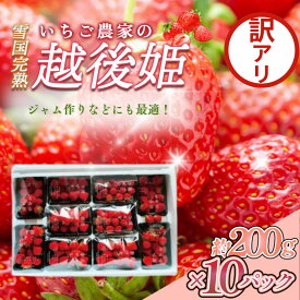 【ふるさと納税】先行予約 いちご 訳あり 越後姫 約200g×10パック セット イチゴ 苺 苺の花ことば　お届け：ご入金確認後、2027年3月上旬以降採れ次第順次発送