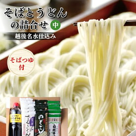 【ふるさと納税】そばとうどん(乾麺)の詰合せ、そばつゆ付き (中) うどん そば ソバ 蕎麦 乾麺 詰合せ 詰合わせ セット つゆ付き 新潟県 上越市　お届け：受注確認後10日以内に発送致します。