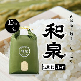 【ふるさと納税】先行予約 新米 定期便3ヶ月配送 令和8年 新潟県 上越産 こしひかり 10kg （5kg×2袋）×3回 和泉 ワイズファーム 上越市 精米 米 ギフト 喜ばれる コシヒカリ　お届け：2026年10月中旬～2027年4月下旬まで