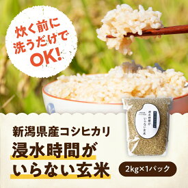 【ふるさと納税】【令和7年産新米予約】「米屋のこだわり阿賀野市産」浸水時間がいらない玄米2kg 新潟県 阿賀野市 コシヒカリ 米 かたぎり 10月上旬より順次発送