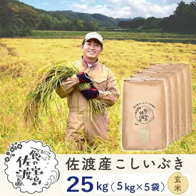 【ふるさと納税】佐渡島産 こしいぶき 玄米25kg(5kg×5袋）【令和5年産】～農薬5割減～ | お米 玄米 こめ 食品 人気 おすすめ 送料無料