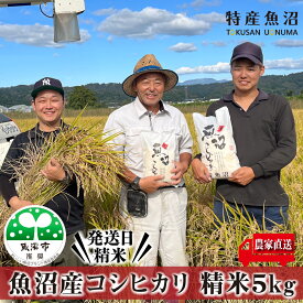 【ふるさと納税】令和7年産 農家直送！ 魚沼産 コシヒカリ 精米 5kg （ 米 こしひかり お米 こめ コメ 魚沼産コシヒカリ 魚沼 新潟 魚沼産こしひかり おこめ 白米 ） 新潟県 　お届け：寄附入金確認後、約2週間～1ヶ月ほどでお届けとなります