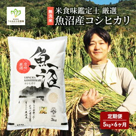【ふるさと納税】無洗米 米食味鑑定士 厳選 魚沼産 コシヒカリ 5kg 6ヶ月 連続お届け （ 米 定期便 こしひかり 定期 お米 新潟 魚沼 魚沼産コシヒカリ 魚沼産こしひかり こめ コメ おこめ 白米 お楽しみ 6回 ） 新潟県
