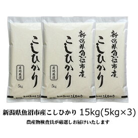 【ふるさと納税】令和7年産 農産物検査員お奨め 魚沼産こしひかり（精米）15kg（5kg×3） お米 コシヒカリ 　お届け：寄附入金確認後、約2週間～1ヶ月ほどでお届けとなります