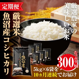 【ふるさと納税】定期便【魚沼「厳選」コシヒカリ】旨い飯におかずはいらない 30kg 全10回　【定期便・お米・コシヒカリ】