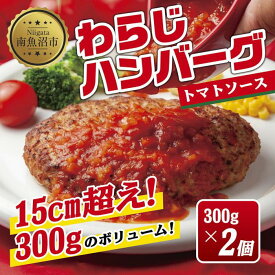 【ふるさと納税】わらじハンバーグ 300g×2 こだわり 手作り 自家製 ハンバーグ トマト ソース 大きい 温めるだけ なぐも 冷凍 惣菜 簡単 調理 肉 おかず 新潟県 南魚沼市