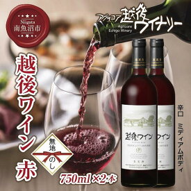 【ふるさと納税】無地熨斗 越後ワイン 赤 750ml 2本セット アグリコア 越後ワイナリー 新潟県産 ぶどう100%使用 辛口 ミディアムボディ アルコール12% 国産ワイン 魚沼ワイン 送料無料 新潟県 南魚沼市 | お酒 さけ 人気 おすすめ 送料無料 ギフト