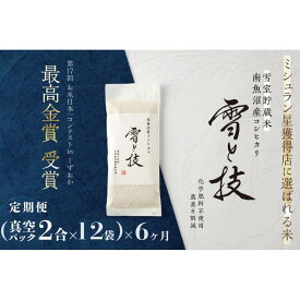 【ふるさと納税】《 令和7年産 新米予約 》【 定期便 】〔 真空パック 2合 × 12袋 〕×6ヵ月《 雪蔵貯蔵米 》 最高金賞受賞 南魚沼産コシヒカリ 雪と技 農薬8割減・化学肥料不使用栽培【2025年10月中旬より順次発送予定】 | お米 こめ 白米 コシヒカリ 食品 人気 南魚沼市