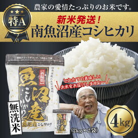 【ふるさと納税】【新米発送】「無洗米」 令和7年産 新潟県 南魚沼産 コシヒカリ お米 2kg×2袋 計 4kg 精米済み（お米の美味しい炊き方ガイド付き） お米 こめ 白米 新米 こしひかり 食品 人気 おすすめ 送料無料 魚沼 南魚沼 南魚沼市【2025年10月上旬より順次発送予定】