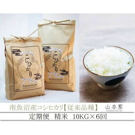 【ふるさと納税】【令和8年産新米予約】【定期便】南魚沼産コシヒカリ【従来品種】精米10kg×6回 山本家【定期便 銘柄米 ブランド米 精米 こしひかり コシヒカリ 魚沼産 新潟米 お米 米】【2026年10月上旬より1ヶ月以内に順次発送予定】