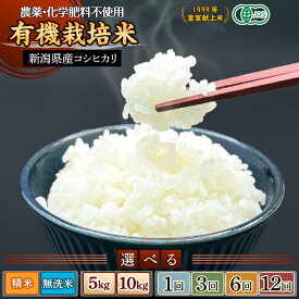 【ふるさと納税】令和7年産 米 有機米 オーガニック 無洗米 定期便 5kg 有機JAS 合鴨栽培 アイガモ栽培 新潟 コシヒカリ 選べる 1回 3回 6回 12回 3ヶ月 6ヶ月 12ヶ月 新潟こしひかり 精米 白米 お米 新潟県胎内産 有機JAS合鴨栽培コシヒカリ（中条農産）