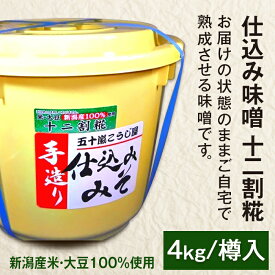 【ふるさと納税】20-11仕込み味噌（十二割糀）4kg【ご自宅でお手軽熟成】新潟産の米と大豆100％使用（五十嵐こうじ屋）