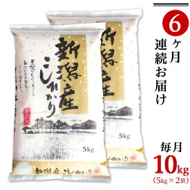 【ふるさと納税】令和5年 米 定期便 10kg 5kg×2袋 6ヶ月 新潟こしひかり 白米 K106【6ヶ月連続お届け】新潟県産コシヒカリ10kg（5kg×2袋）