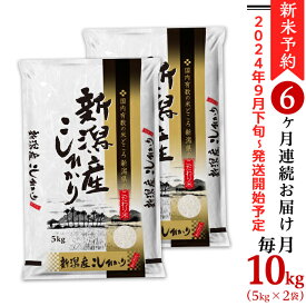 【ふるさと納税】令和6年 新米予約 米 定期便 10kg 5kg×2袋 6ヶ月 新潟こしひかり 白米 K106【6ヶ月連続お届け】新潟県産コシヒカリ10kg（5kg×2袋）