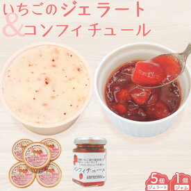 【ふるさと納税】新潟ブランドいちご【越後姫】オリジナルジェラート（90ml 5個）＆いちごのコンフィチュール （100g 1個）無添加 ジャム 新潟県 ブランドいちご 果肉ごろごろ イチゴ カップアイス ジャージー牛乳 アイス 濃厚 苺 いちごアイス ご褒美 新潟県 出雲崎町