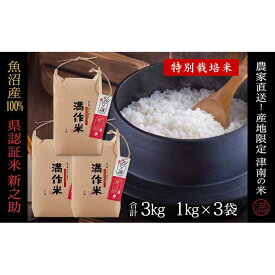 【ふるさと納税】【2025年産新米】【県認証】魚沼津南産新之助 3kg 産地限定！農家直送