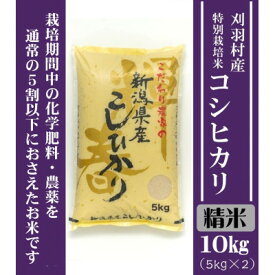 【ふるさと納税】【新潟特別栽培米】【精米】刈羽村産コシヒカリ 10kg(5kg×2袋) _ 新潟 刈羽村 コシヒカリ 精米 人気 美味しい お米 【1576343】