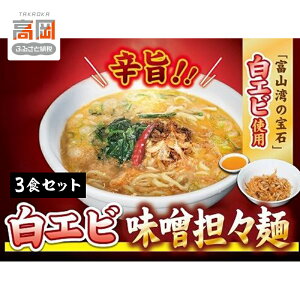 【ふるさと納税】【富山湾の宝石】白エビ味噌担々麺3食セット 冷凍 麺類 ラーメン 味噌ラーメン 辛旨 白エビの旨味 自家製 お取り寄せラーメン FAD-1045