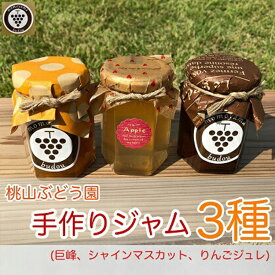 【ふるさと納税】桃山ぶどう園の手作りくだものジャム3種（巨峰、シャインマスカット、りんごジュレ）　※北海道・沖縄・離島への配送不可　※2025年9月中旬頃より順次発送予定