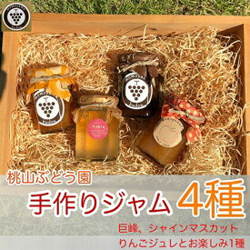 【ふるさと納税】桃山ぶどう園の手作りくだものジャム4種（巨峰、シャインマスカット、りんごジュレとお楽しみ1種）　※北海道・沖縄・離島への配送不可　※2025年9月中旬頃より順次発送予定