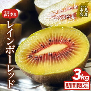 【ふるさと納税】 訳ありレインボーレッド3kg(小玉、異形、擦り傷、日焼け) 数量限定 希少 国産 甘い 氷見キウイランド 富山県 氷見市