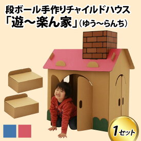 【ふるさと納税】遊～楽ん家（ゆう～らんち） / 段ボールハウス ピンク ブルー ダンボール 椅子 いす 紙 組み立て式 子供 おもちゃ 遊具 かわいい お絵描き 富山県 滑川市 ダンボール製品