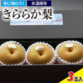 【ふるさと納税】冬に味わう！藤岡さんが作った氷温保存きららか梨 3玉入り ｜ 梨 ナシ 果物 フルーツ　※2025年11月下旬～2026年4月上旬頃に順次発送予定　※離島への配送不可