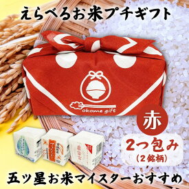 【ふるさと納税】[五ツ星お米マイスターおすすめ] えらべるお米 プチギフト 2つ包み（2銘柄）赤色