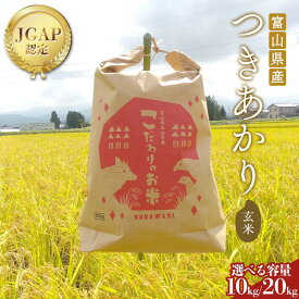 【ふるさと納税】＼選べる容量／《数量限定》令和7年度産 つきあかり 玄米 10kg / 20kg 米 お米 新米 ごはん おにぎり 富山 立山 北アルプス 健康志向 JGAP認定 F6T-845var