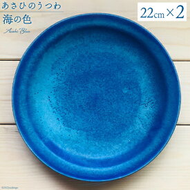 【ふるさと納税】 あさひのうつわ　丸プレート2枚セット　海の色（Asahi Blue） / 赤川焼 / 富山県 朝日町 [34310236]