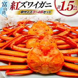 【ふるさと納税】 【期間限定発送】 【漁師厳選】 紅ズワイガニ ボイル済 中サイズ3〜4杯 計1.5kg前後 [聖徳丸 富山県 朝日町 34310513] 海鮮 魚介類 カニ ベニズワイガニ 紅ズワイ ベニズワイ 紅ズワイ蟹 ボイル 冷蔵 ご褒美