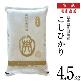 【ふるさと納税】 【期間限定発送】 米 令和7年産 こしひかり 精米 4.5kg [クリーンみず穂 富山県 朝日町 34310569] お米 コシヒカリ コメ 4.5キロ ご飯 ごはん 白米 産地直送 一等米 おこめ こめ