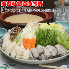 【ふるさと納税】【能登半島地震復興支援】能登牡蠣白味噌鍋【3-4人前】／能登かき500g・白味噌スープ1L ｜石川県 七尾市 能登 ※北海道・沖縄・離島への配送不可 ※2026年1月中旬～4月下旬頃に順次発送予定