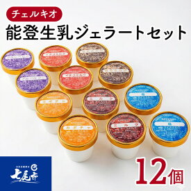 【ふるさと納税】【能登半島地震復興支援】スイーツ アイスクリーム / チェルキオ 能登生乳 ジェラート セット 12個入り（ミルク・塩・ブルーベリー・イチゴミルク・キナコ・カボチャ 各2個）｜石川県 七尾市 能登