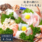 ☆楽天限定☆【発送時期が選べる】能登の朝どれ「いきいき七尾魚」お刺身詰め合わせ(4～5人前)　(タイ ブリ サバ アジ カワハギ サザエ エビなどの鮮魚を季節に応じてお届け)※着日指定※北海道・青森・九州(福岡を除く)・沖縄・離島配送不可