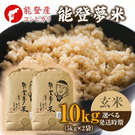 【ふるさと納税】【能登半島地震復興支援】【発送時期が選べる】【新米】令和7年度産米 能登産 コシヒカリ玄米 10kg（5kg×2袋）｜お米 新米予約 早期予約 R7年米 ブランド米 銘柄米 玄米 健康 5kg以上 10kg 小分け 贈答 自社精米 冷蔵保存 復興 復興支援 能登 石川県 七尾市
