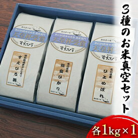 【ふるさと納税】【令和5年度産米】3種のお米真空セット各1kg×1　【コシヒカリ・お米・ひとめぼれ】　お届け：2024年5月以降、準備出来次第出荷