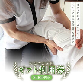 【ふるさと納税】3,000円分ギフト利用券 大聖寺治療院 マッサージ 鍼灸 治療 整体 疲労回復 プレゼント 癒し F6P-2796