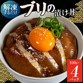 【ふるさと納税】 漬け丼 ブリ 4食 セット ( 100g × 4 パック ) ｜ 天然ぶり 冷凍海鮮丼 刺身 パック 個包装 冷凍 鰤 海鮮 一人暮らし 時短 簡単 海の幸 お手軽 加工品 魚介類 魚 石川県 能登 トキ 放鳥