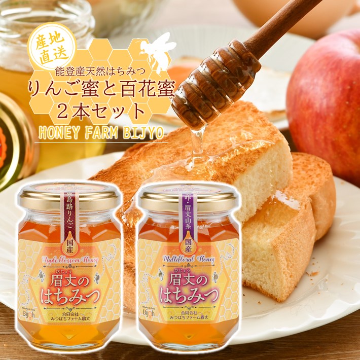 H045 能登産天然はちみつ りんご蜂蜜 セット 百花蜂蜜 人気ショップが最安値挑戦 在庫処分