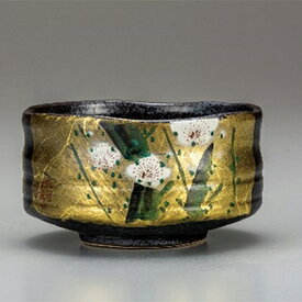 【ふるさと納税】九谷焼　抹茶碗・金箔梅　山田登陽志 インテリア 工芸品 装飾品