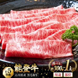 【ふるさと納税】 牛肉 能登牛 【選べる用途・部位・内容量】 すき焼き しゃぶしゃぶ 切り落とし (4〜5等級) 300g 450g 600g 1kg [寺岡畜産 石川県 宝達志水町 38601334] 肉 お肉 すきやき すき焼肉 しゃぶしゃぶ肉 スライス肉 ロース 国産 黒毛和牛 レビューキャンペーン