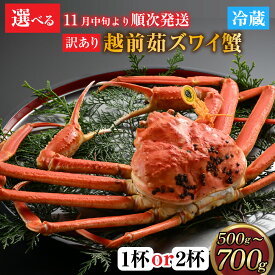 【ふるさと納税】【先行予約】[捌き済選択可][到着日指定可]【訳あり】蟹好きが唸る老舗カニ料理店の越前茹ズワイ蟹 小サイズ(500g～700g)1杯or2杯 【11月中旬より順次発送】 [F-085040] / カニ かに かにボイル かにみそ 越前ガニ ズワイガニ ずわい蟹 ズワイガニ 姿 福井
