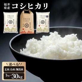 【ふるさと納税】福井県産 コシヒカリ 精米 / 無洗米 / 玄米 ＜令和7年産 新米 先行予約 あり＞ [ 1kg / 5kg / 10kg / 30kg / 定期便 ]【米 コメ お米 精米 白米 無洗米 玄米 ご飯 飯 こしひかり ブランド米 国産 お中元 お歳暮 ギフト 贈り物 贈答 NEW 新規】
