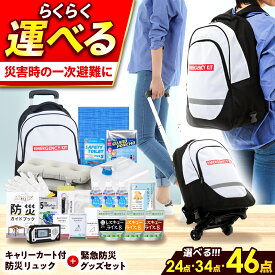 【ふるさと納税】防災セット ★4.5以上【防災士厳選】＼総販売数120万セット突破！／防災グッズ 防災セット 防災バッグ 防災 防災リュック 家族用 キャリー付き 家族用 緊急防災セット 簡易トイレ 水害対策 1人用 24点 34点 46点 / 備蓄 地震 / 小浜市 / 岸田産業 [BFDJ002]
