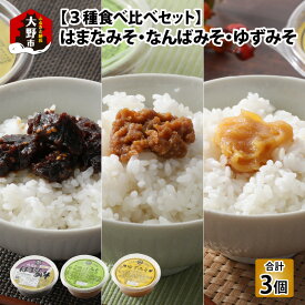 【ふるさと納税】越前大野 山元醤油の「はまなみそ」＋「なんばみそ」+「ゆずみそ」計3個【3種食べ比べセット】[A-040006] | お歳暮 味噌 みそ ご飯のお供 おつまみ ディップ ギフト プレゼント お中元 お祝い 醗酵食品