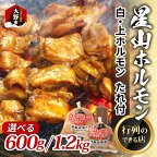 【全国ホルモン大会初代優勝】星山ホルモン 白 ミックス ホルモン 600g / 1.2kg（たれ付）【行列のできるお店】[A-066002]| 鍋 焼き肉 焼き 牛肉 豚肉 優勝 日本一 青空レストラン 鉄板 ホルモン焼き 送料無料